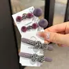 Duende Morado~Pinza para el Cabello con Lazo de Pedrería Pinza Lateral Pinza para Mechones Sueltos Pinza de Una Palabra Accesorio para el Cabello Pinza Superior Pinza para el Cabello