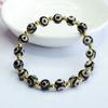 Pulsera de Cuentas Dzi de Tres Ojos Blanco y Negro de Guan Yu Pulsera de Ágata Estilo Étnico Venta al por Mayor de Fábrica Dropshipping S3063003