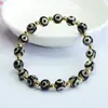 Pulsera de Cuentas Dzi de Nueve Ojos de Guan Yu Pulsera de Ágata Negra Joyería de Cristal Fábrica Venta al por Mayor Dropshipping S3063001