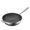 Wok de Aço Inoxidável Alemão Frigideira Antiaderente Sem Revestimento Baixa Fumaça de Óleo Frigideira para Saltear Utensílios de Cozinha Doméstico Fogão de Indução Gás Universal