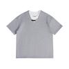FEE Marca de Moda Original Hebilla de Cuero Retro Falso Dos Piezas Camiseta de Manga Corta para Hombre Verano Cuello Henley Camisa Base DX7058