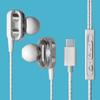 [Estrictamente Seleccionado] Audífonos Dinámicos Dobles In-Ear con Control de Cable, Gadget Práctico para Juegos, Adecuado para Teléfono Móvil Apple Oppo, Audífonos con Cable