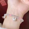 Novo Bracelette Rosa Entrançado da Sorte da Lei Antiga de Xizang 2024 Novo Estilo Chinês Pulseira Feminina