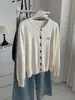 Cárdigan de Punto Retro Estilo Coreano con Doble Botón y Cuello Redondo para Mujer Estilo Principios de Otoño 2026 Suéter Abrigo Delgado de Lana con Bordado de Letras Frescas