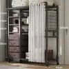 Guarda-roupa para uso doméstico no quarto, guarda-roupa simples para moradia alugada, armário de armazenamento durável, guarda-roupa de metal montado econômico