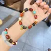 Nuevo Pulsera de Ágata Rojo Natural Estilo Chino del Sur para Mujeres con Citrino para Transferir Riqueza y Pulsera de Madera de Agarwood para el Año de Nacimiento