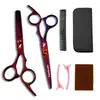 Set de Tijeras de Peluquería Shenxingzhe de 6.0 pulgadas con Cola de Colores Inclinada, Tijeras Planas, Tijeras Entresacadoras, Set de 7 Piezas