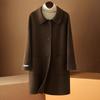 Abrigo de Lana de Doble Vista para Mujer de Largo Medio 2024 Moda Otoño e Invierno Elegante Abrigo de Lana con Cuello Muñeca para Ir al Trabajo