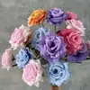 3 rosas artificiales de borde rizado para decoración de bodas, arreglo de escena, escaparate de centro comercial, paisajismo exterior, decoración suave, arreglo floral