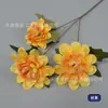 3 Flores Grandes de Dália Artificiais em um Único Caule, Crisântemo Colorido de Outono para Arranjo Floral de Teto de Casamento e Hotel, Adereços Decorativos para Exibição na Entrada
