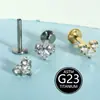 Liga de Titânio Completa Zircônia Piercing Labial Piercing de Osso da Orelha F136 Rosca Interna Tarraxa de Orelha em Forma de Coração Piercing na Língua Joia para Piercing Corporal