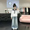 Roupa de outono para meninas: conjunto de moletom e jeans, roupas infantis de outono, estilo preppy moderno, calças casuais de manga comprida