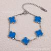 Pulsera de Acero de Titanio de Cuatro Hojas y Cinco Flores de Alto Valor, Superventas Transfronteriza para Mujer, 13 mm, Doble Cara, que No se Desvanece, Stock Listo de Fábrica