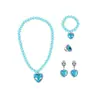 Colar Pulseira Brinco Anel de Contas para Meninas Conjunto de Cinco Peças Adereços de Palco Brinquedo Conjunto de Joias