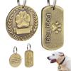 Joyería Redonda de Bronce Antiguo con Huella de Pie de Venta Caliente Transfronteriza, Placa de Identificación de Moda, Colgante para Collar de Mascota, Grabado, Identidad Anti-Pérdida