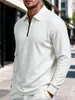 Nuevo top casual deportivo de hombre estilo europeo para primavera y otoño, color liso, tejido gofrado, con cremallera, manga larga