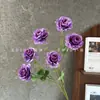 Flores artificiales, arreglo de peonías de 6 cabezas, estilo jardín de Monet, para decoración de salón de bodas, fotografía floral y decoración del hogar; flores artificiales al por mayor