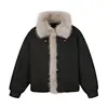 Abrigo de algodón con cuello de pelo deconstruido Retro Zuishandiao para hombre y mujer, chaqueta de algodón cálida y engrosada de alta gama para invierno, en stock