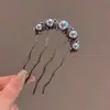 Peine para el Cabello con Perlas Pasador de Cabello Nuevo 2024 Peine para el Cabello de Disco de Cuatro Dientes Artefacto para Fijar el Cabello Peine para el Cabello Pasador en Forma de U Pasador Accesorios para el Cabello