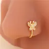 Perno de Nariz de Personalidad Transfronteriza Europeo y Americano Sin Perforación Stud de Nariz de Cobre Microincrustado Circonita AB Joyería de Nariz Joyería de Alta Gama Perno de Nariz para Mujer Clip de Nariz
