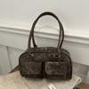 Bolsa popular feminina 2025 nova moda estilo ocidental bolsa de axila bolsa de ombro coreana bolsa de boliche vintage maillard