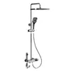 Ducha Termostática de Cobre Color Gris Pistola, Juego de Ducha Caliente y Fría, Grifo de Baño, Cabezal de Ducha de Lluvia Booster para Baño, Hogar