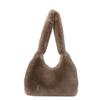 Bolso de mano tipo media luna de gran capacidad para uso diario, con un solo hombro, portátil, de moda, con textura de felpa, combinable e informal, ideal para llevar debajo del brazo.
