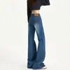 Jeans azules claros para mujer, nueva moda de otoño, pantalones acampanados adelgazantes, holgados y versátiles, no ajustados, pantalones ligeramente acampanados A14123