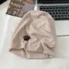 Chapéu Slouchy de Tricô com Botão Retro Japonês para Mulheres, Gorro Quente de Inverno de Alta Qualidade, Touca à Prova de Frio com Toque Premium