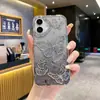 Borboleta Plissada Galvanizada Adequada para Capa de Celular iPhone 16 Apple 17 Pro Max Glitter Gradiente Capa Protetora Anti-Queda