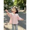 Nuevo Top Versátil Dulce y de Moda Estilo Coreano para Niñas con Cuello de Muñeca Bordado para Primavera y Otoño