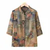 Camisa de Verano de la Abuela 2025 Estilo Nuevo Ropa de Moda para Mujeres de Mediana Edad y Mayores Conjunto de Verano para Señoras Mayores