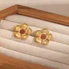 Brincos de Estilo Transfronteiriço Europeu e Americano, Design Estilo Ins Francês, Brincos de Aço Inoxidável Turquesa, Brincos de Pérola de Alta Qualidade