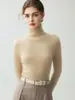 Top de punto de cachemira a rayas de corte ajustado para mujer, de primera línea, listo para usar, manga larga, cuello alto, prenda interior, tacto elegante y de alta gama, suéter tejido
