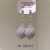 Aretes Ovalados Incrustados de Diamantes, Estilo Retro Europeo y Americano, Brillantes Pendientes de Plata para Noche de Lujo, Joyería de Nicho de Diseñador al por Mayor