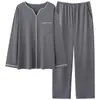 Pijama de hombre 2026 nuevo otoño algodón elástico manga larga talla grande conjunto de ropa para el hogar