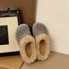 Chinelos Mary Jane de fleece poá para mulheres, chinelos de algodão à prova d'água e quentes para outono e inverno, sapatos de pelúcia de algodão antiderrapantes para uso externo no inverno