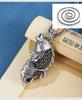Pingente de prata de lei S925 com carpa da sorte pintada em esmalte estilo étnico, colar com corrente para suéter vintage masculino e feminino