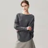 Suéter irregular de cachemira tipo murciélago de un solo hombro para mujer, suéter casual de manga larga, jersey versátil y moderno para usar en capas