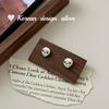 Diseño coreano joyería de plata bloguero ins plata de ley S925 cara sonriente de amor pendientes redondos irregulares simples para mujer