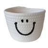 Cesta de Almacenamiento de Llaves de Escritorio Tejida con Cuerda de Algodón Smiley Hecha a Mano para Cosméticos, Snacks, Juguetes, Artículos Varios de Cabecera