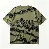 Camiseta de manga corta tie-dye de alta gama con texto impreso, camiseta cultural de algodón puro estilo tinta al por mayor, camiseta de marca moderna de verano de corte holgado personalizada