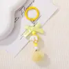 Nuevo colgante de lazo con pompón y cuentas, accesorio DIY para llaveros, charm de bolso hecho a mano lindo y adorable