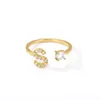 Anillo Abierto de Letra Inicial Z con Circonita de Lujo de Gama Alta Transfronterizo Europeo y Americano Versátil Creativo Simple Anillo Venta al por Mayor