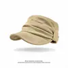 Sombrero ecuestre vintage de gamuza de ala plana con pliegues, estilo versátil y artístico, hace que la cara se vea más pequeña, gorra de visera de estilo periódico para primavera y verano