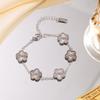 Pulseira de Aço Titânio Trevo de Cinco Folhas para Mulheres, Joia de Aço Inoxidável 18K de Alto Padrão que Não Desbota para o Festival Qixi