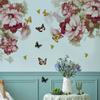 Pegatina de Pared de Flor Grande de Peonía Mariposa Transfronteriza Dormitorio Sala de Estar Fondo de Mesita de Noche Mural de Decoración Artística para el Hogar Autoadhesiva