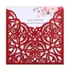 Tarjetas de invitación con polvo de purpurina plateada para bodas transfronterizas, tarjetas de invitación con patrón hueco tallado para bendiciones de boda fábrica