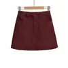 Falda de Pana Vintage para Mujer, Color Sólido, Nuevo Estilo de Primavera, Shorts de Seguridad Anti-Exposición, Falda Corta de Cintura Alta en Línea A