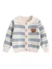 Cárdigan de Punto para Niños 100% Algodón Puro Estilo Otoño e Invierno Unisex Suéter de Punto Infantil Rayas Estilo Coreano Suéter de Punto para Bebé